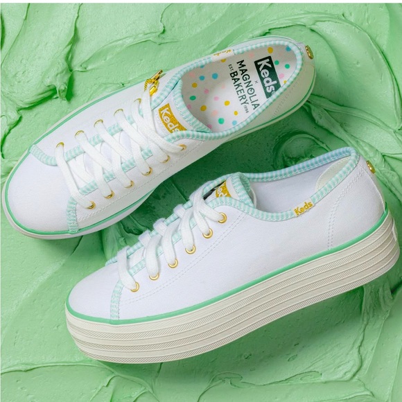 NIB$80 Keds x Magnolia Bakery sz 5 Triple Up Platform White Canvas Sneakers - Picture 2 of 3